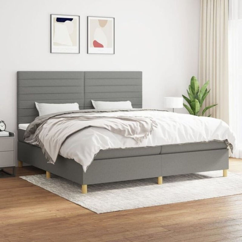 Vidaxl Boxspringbett mit Matratze in Anthrazit aus Stoff, B/T: 200 x 200 cm - Bild 1