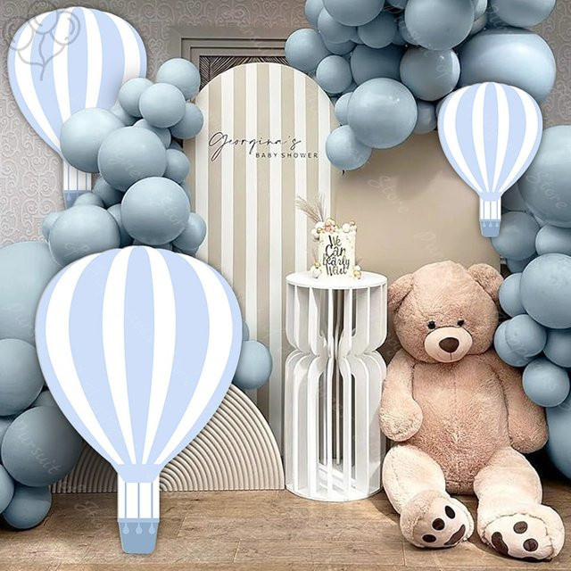 MicroPlush Heißluftballon Mosaikbrett zur Partydekoration in Blau und Orange mit Wolken-Motiv, Höhe: 45,72 cm, Breite: 45,72 cm, Tiefe: 45,72 cm - Bild 1