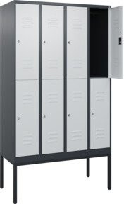 C+P Doppelstock-Spind Classic PLUS mit 4 Abteilen, Stahlkonstruktion, Lichtgrau, B/T/H: 120 x 50 x 212 cm - Bild 1
