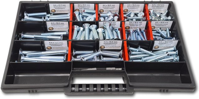 Schraubenbox24 Senkkopfschrauben Sortiment M6-M8, 160-teilig, DIN 7991/ISO 10642, Farbe: Silber - Bild 1