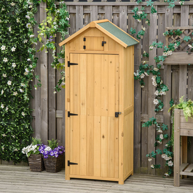 Outsunny Gartenschrank als Gartenhaus und Geräteschuppen mit Fachböden, Asphaltdach und Fenster, Farbe: Gelb-Grün, B/T/H: 77 x 54,2 x 179 cm - Bild 2