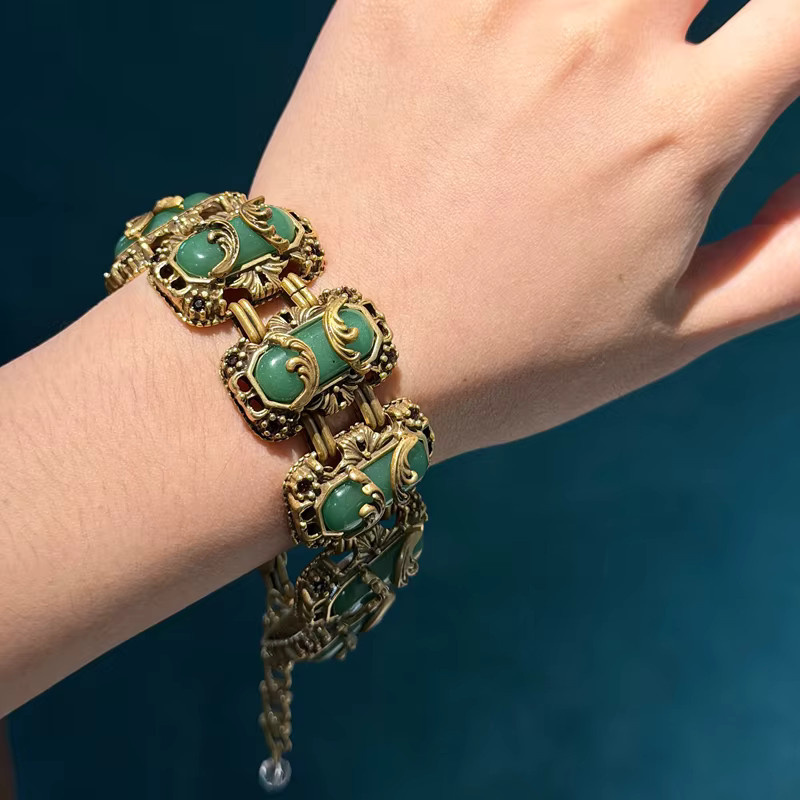 Icareu Armband, imitiertes Jade, Naturstein, 18 Karat Goldfarbe, Damen - Bild 4