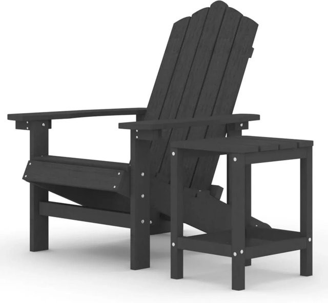 Furnicato Adirondack Gartenstuhl mit Tisch aus HDPE und Stahl in Anthrazit - Bild 1
