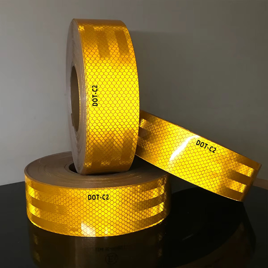 Gelbes reflektierendes Klebeband mit hoher Auffälligkeit und prismatischem Retro-Reflektor für LKW-Anhänger, wasserdichter Reflektorstreifen - Bild 4