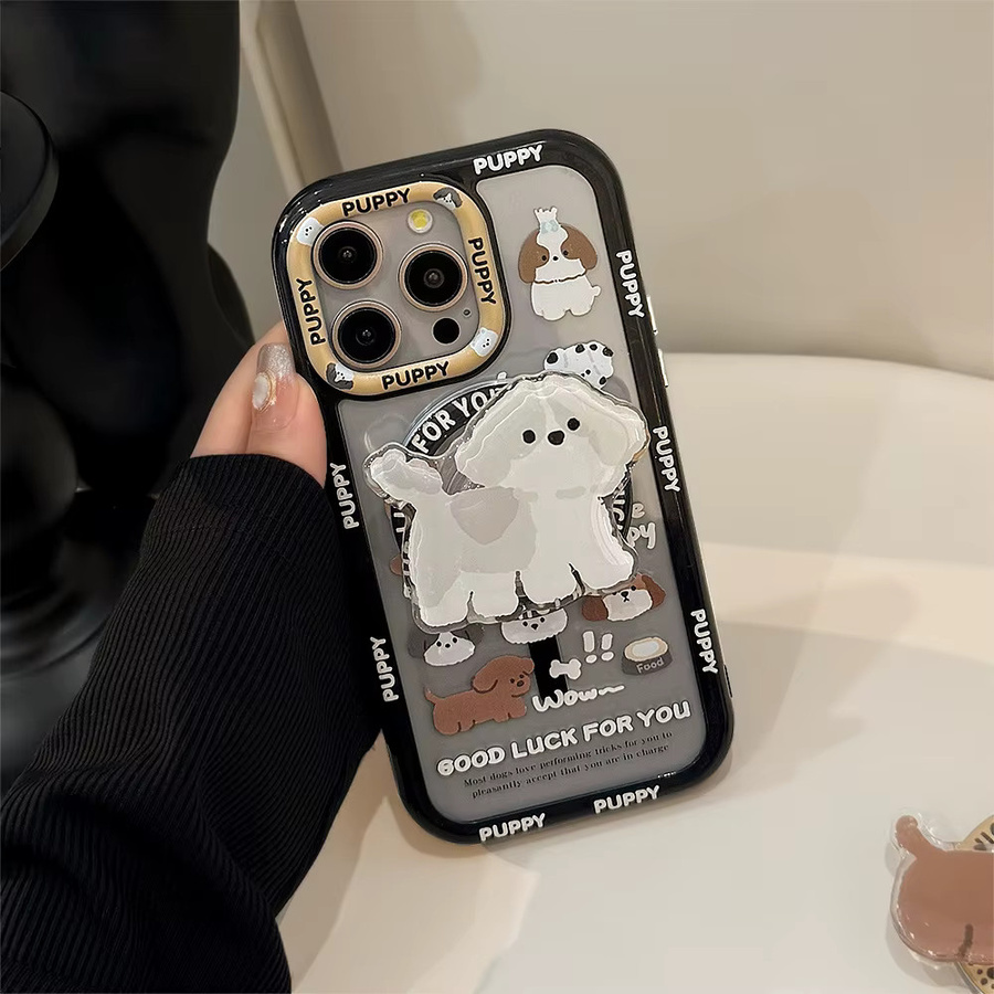 Magnetische Handyhülle mit Koreanischem Cartoon-Welpen Design für Apple iPhone 17 16 15 14 13 12 11 Pro Max, Stoßfeste Schutzhülle, Multicolor - Bild 4
