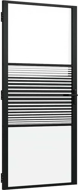 vidaXL Glastür in Schwarz und Transparent mit Aluminiumrahmen, minimalistisches Design, B/T/H: 76 x 3,5 x 201,5 cm - Bild 1