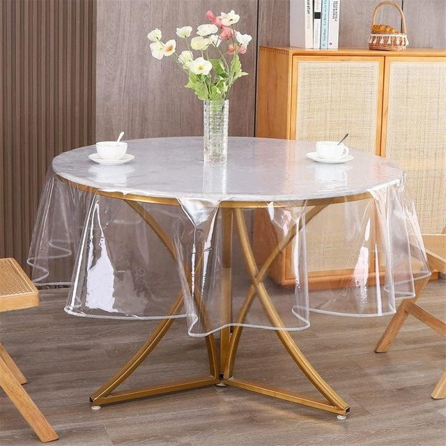 Transparente PVC Tischdecke mit Glasstruktur von JMG Household Supplies, wasserabweisend und hitzebeständig, B/T: 140 x 140 cm - Bild 1