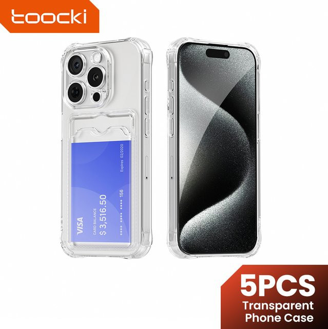 Toocki 5er Set Transparente Handyhüllen aus weichem TPU für iPhone 15 14 13 12 Pro Max Plus Stoßfestes Cover - Bild 1