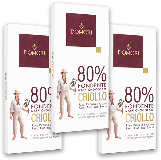 Domori Dunkle Schokolade Fondente Criollo 80 % 3 x 50 g - Bild 1