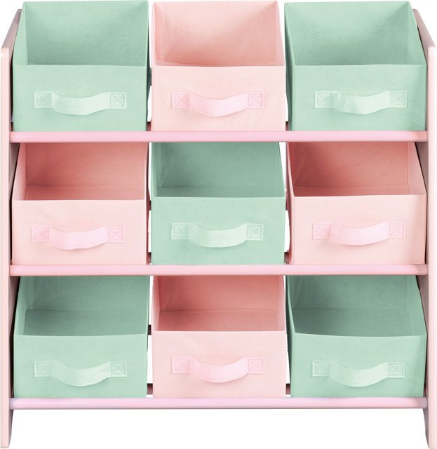 LIVARNO Aufbewahrungsregal in Rosa und Grün mit Rückwand und mattem Finish - Bild 1