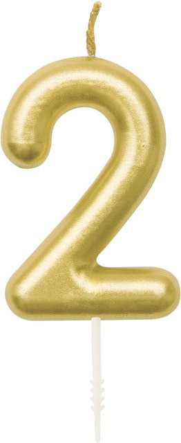 Rico Design Zahlenkerze 2 in Gold aus Wachs für Geburtstag und Jubiläum - Bild 1