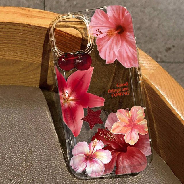 Stilvolle Softcover Schutzhülle mit Kirschblüten-Aufdruck für Apple iPhone, transparent - Bild 1