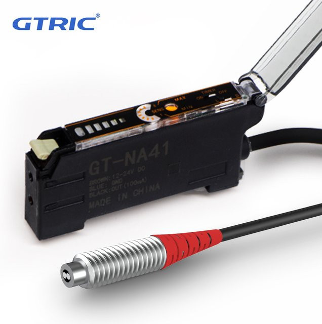 GTRIC Glasfaser-Sensorverstärker NA41 in Schwarz, 10-30 V DC, 3-Draht PNP NO/NC, für koaxiale und nicht-koaxiale Diffusion, optischer fotoelektrischer Sensor - Bild 1