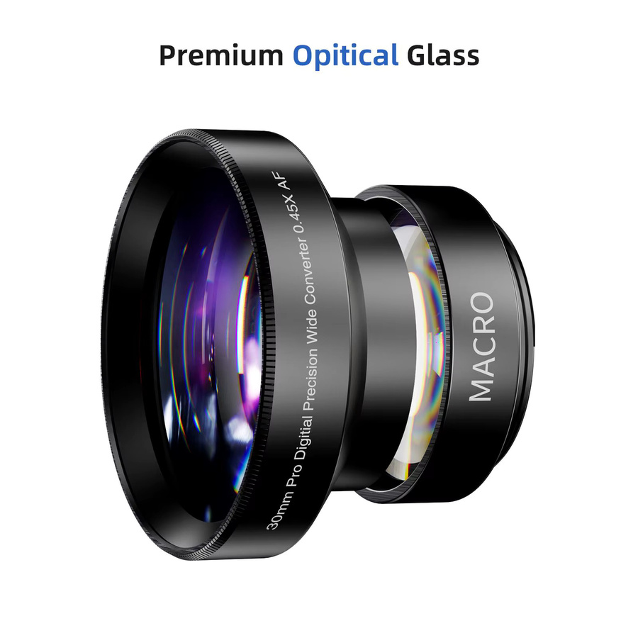 TOMLOV Weitwinkel-Präzisionslinse WL01 für digitales Mikroskop, 30 mm Weitwinkel-0,45-faches Konverterobjektiv mit Makroportion Pro in Schwarz - Bild 2