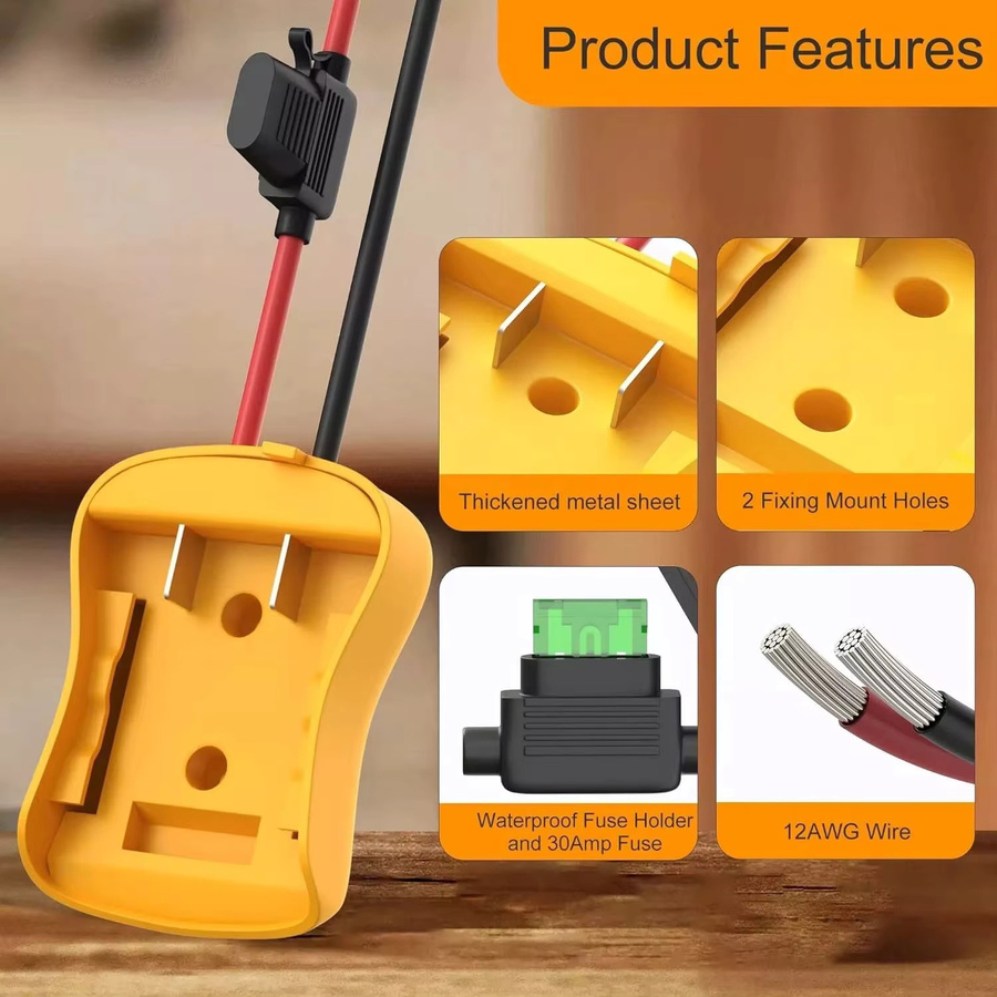 Power Wheel Batterieadapter für DeWalt 20V Akku Konverter Kit mit Sicherungen und Kabelklemmen, 1 oder 2 Packungen - Bild 3