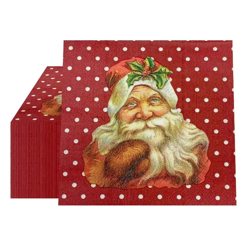 GUANYAO Weihnachtsservietten Set mit Wintermotiv, 20 Stück, Rot, B/B: 33 x 33 cm - Bild 4
