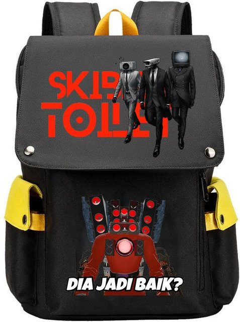 3-teiliges Schulrucksack-Set in Schwarz aus Oxford-Stoff mit großem Fassungsvermögen inklusive Federmäppchen und Schultergurt - Bild 1