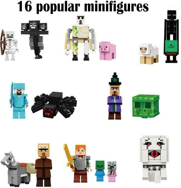 DewBloom Minecraft Figuren Steve, 16-teiliges Set - Bild 1