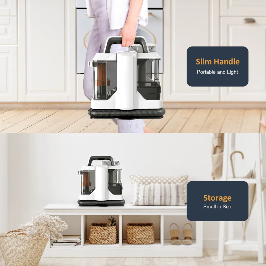 Seeiswork Kabelgebundener Teppichreiniger in Weiß mit 750W Leistung und 15Kpa Saugkraft als Sprüh-Wasch-Sauggerät für Autositze, Sofas und Teppiche - Bild 3