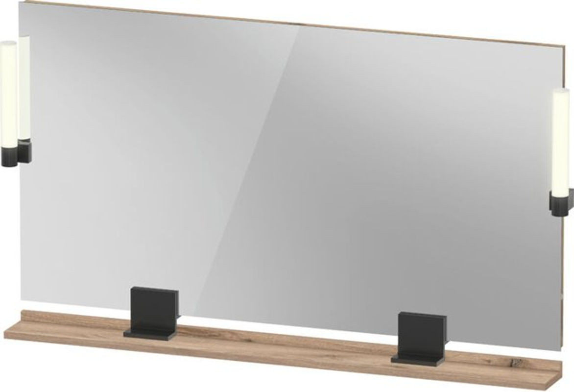 Duravit Sivida Wandspiegel mit LED-Beleuchtung in Diamantschwarz Matt, Rahmenlos, Rechteckig, B/H/T: 125 x 65 x 3,6 cm - Bild 1