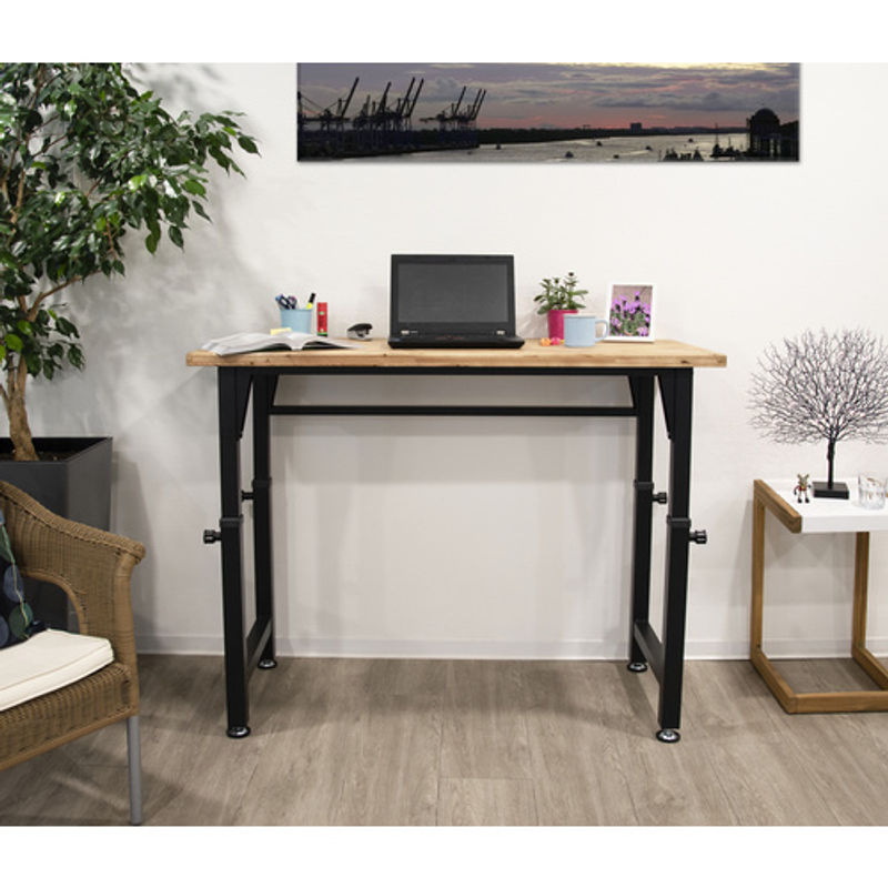 Höhenverstellbare Werkbank von Rikta in Schwarz mit Holzplatte, Tragfähigkeit 200 kg, B/T/H: 135 x 60 x 85-105 cm - Bild 4