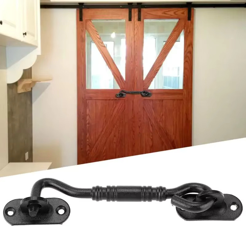 Fenster- und Türriegel aus Edelstahl in Schwarz, 4 Zoll Sicherheitsschloss mit Fensterhaken und Ösenriegel - Bild 4