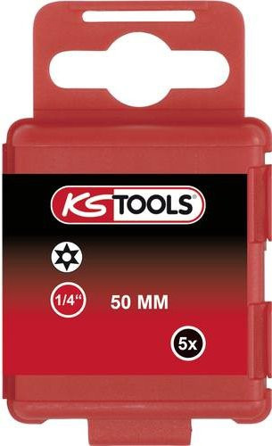 KS Tools TX-Bit Set TB 5, 5er Pack, Antrieb: 1/4 Zoll (6,3 mm), Länge: 50 mm, Farbe: Silber/Rot - Bild 1