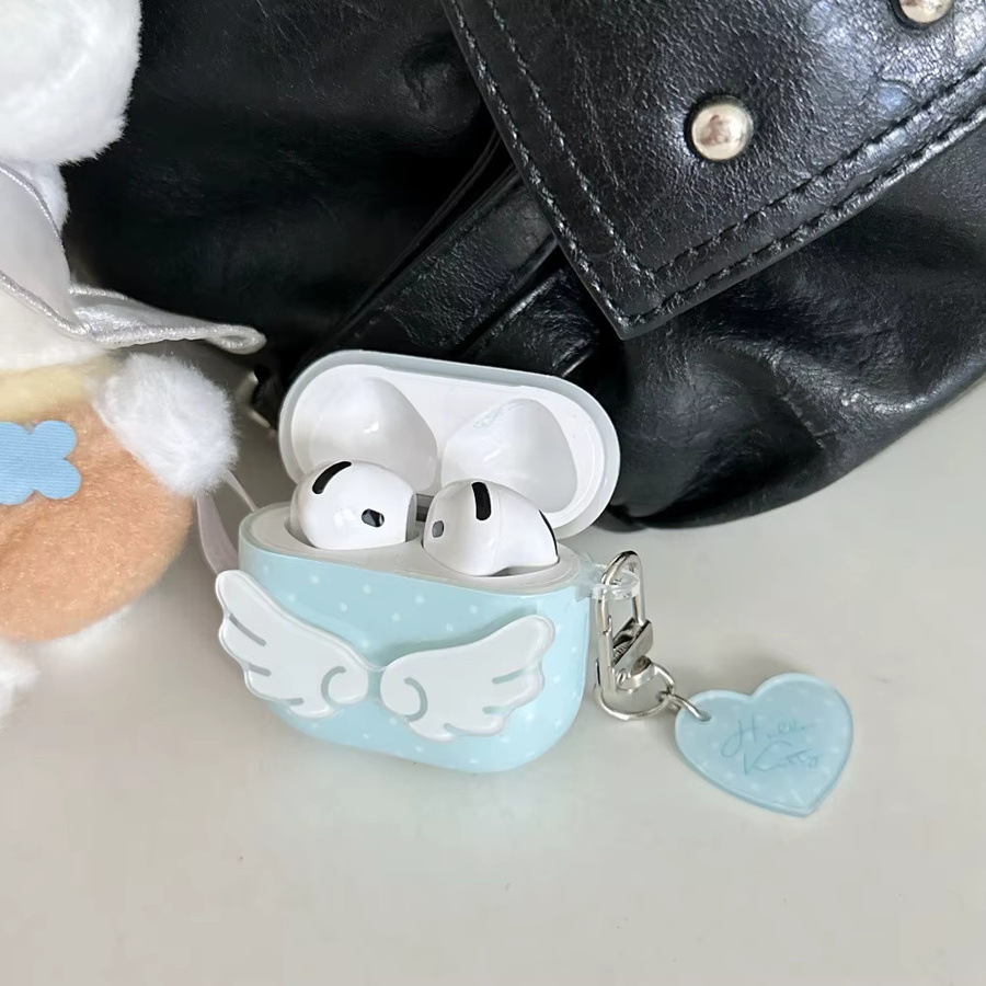 Löwe Polka Dot Stereo Wings Soft Shell Kopfhörerabdeckung für Apple AirPods Pro 2 und AirPods 1/2/3/4 Generation in Blau - Bild 2