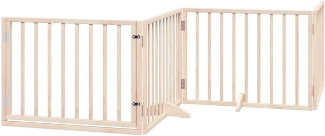 vidaXL Hundetor aus Pappelholz mit Tür, 6-teilig, faltbar, Farbe: Beige/Braun, Breite: 480 cm - Bild 1