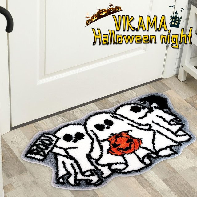 Vikama Halloween Teppich mit Alien und Kürbis Motiv in Multicolour als dekorative Bodenmatte für Indoor und Outdoor - Bild 1