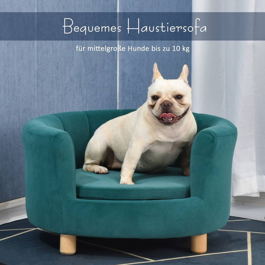 PawHut Hundesofa in Grün mit Flanell-Bezug und Holzbeinen für Hunde bis 4,5 kg, B/T/H: 65 x 37 x 64 cm - Bild 3
