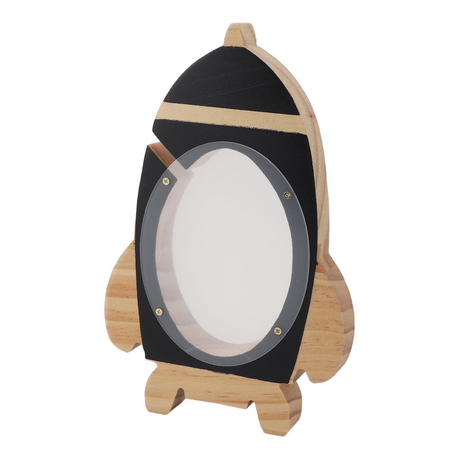 Tooarts Hölzerne Spardose in Form eines Raumschiffs für Kinder - Bild 2