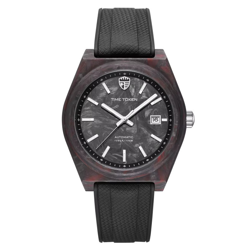 TIME TOKEN Armbanduhr Carbon, Automatik, 40 mm, Herren, Schwarz - Bild 6