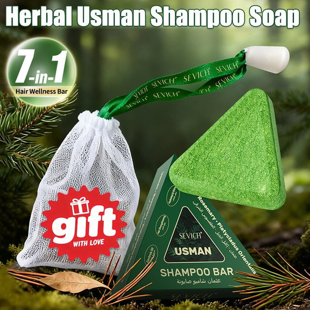 Usman Grass & Platycladus Kräutershampoo-Seife, Unisex, für fettiges Haar - Bild 1