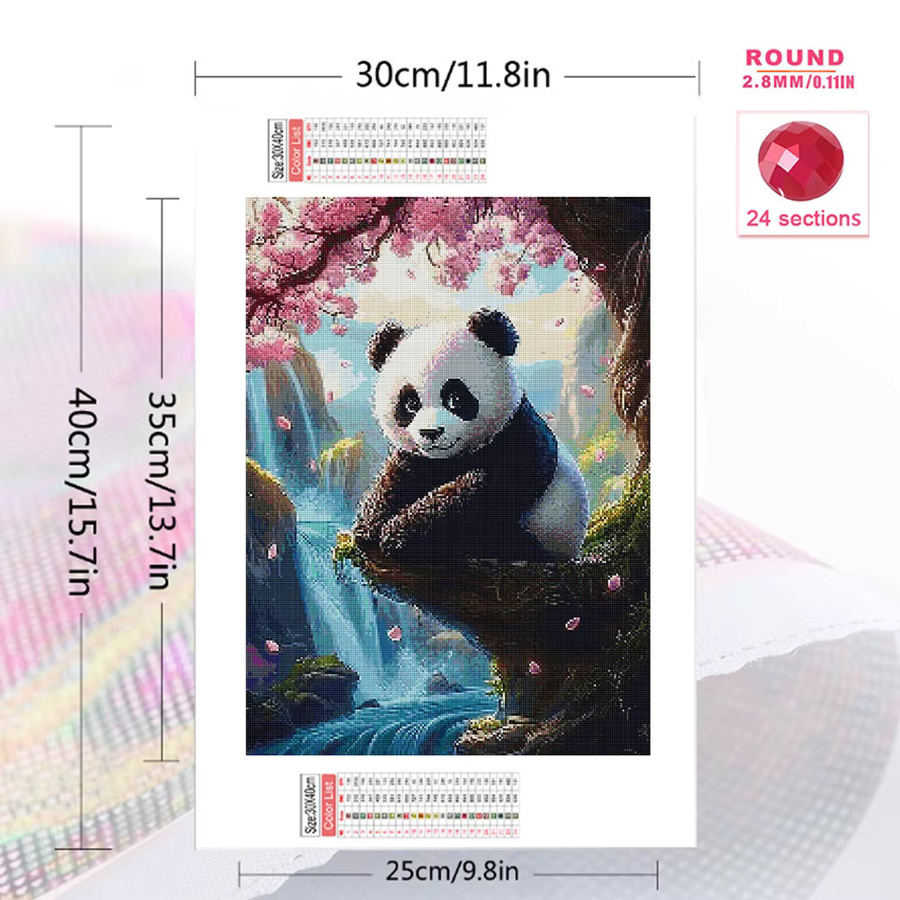 Momoart Diamantmalerei Panda DIY Stickmuster für Erwachsene und Anfänger, buntes Mosaik-Set zur Heimdekoration, B/H: 30 x 20 cm - Bild 2
