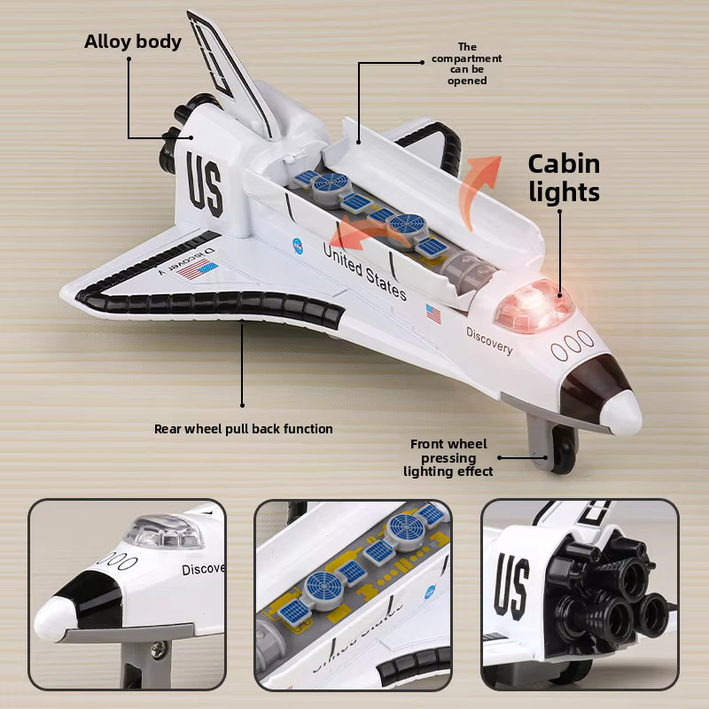 KaKBeir Space Shuttle Modell aus Metall in Weiß als Weltraum-Simulation und Dekoration für Kinder - Bild 3