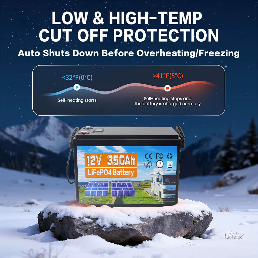 Likctt 12V 350Ah LiFePO4 Lithium-Batterie in Schwarz mit 100A BMS und Niedertemperaturschutz für Wohnmobile, Solaranlagen und Trolling-Motoren (4480Wh) - Bild 5