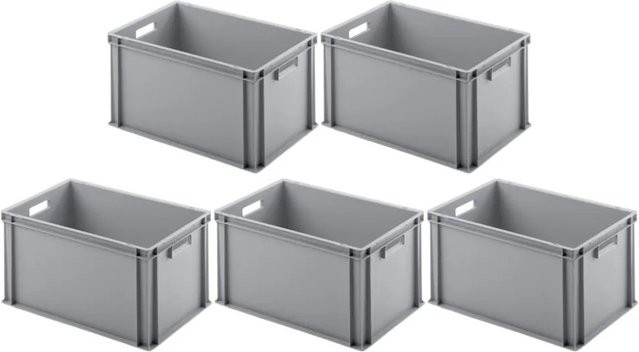 PROREGAL SparSet 5x Eurobehälter mit offenem Griff in Grau, H x B x T: 32 x 40 x 60 cm - Bild 1