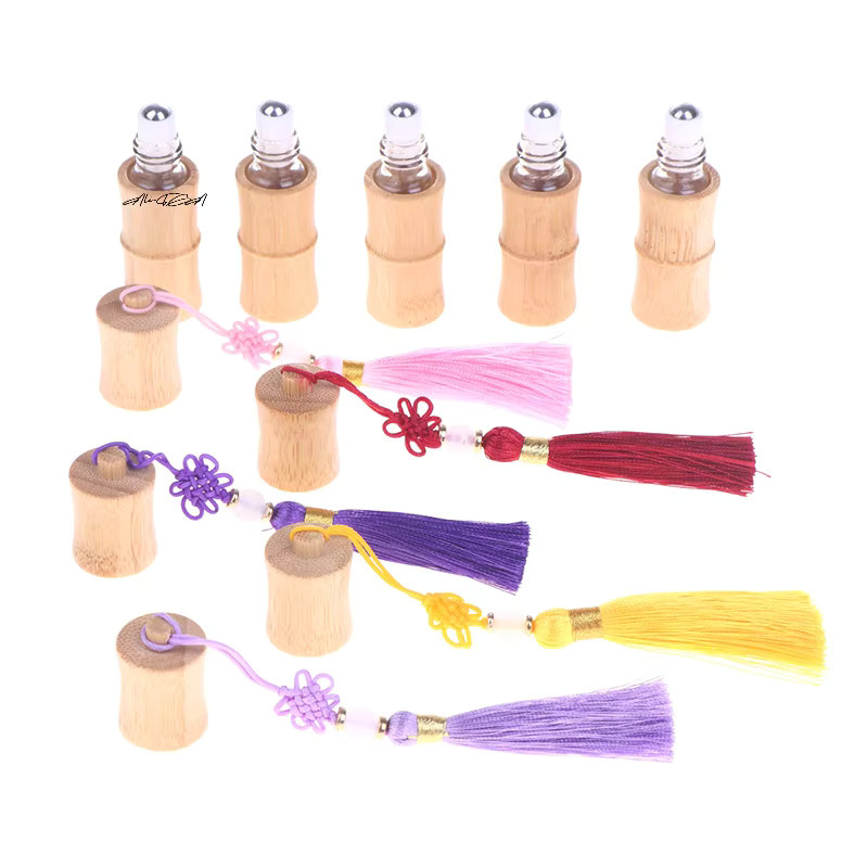 HNKMP Bambus-Roll-on-Flasche mit Quaste, 5 ml, Stahl-Rollerball - Bild 3
