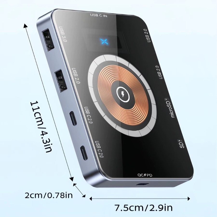 Bytelike 10-in-1 USB 3.0 Hub mit Wireless Charger, PD 100W und SD/TF Kartenleser, USB-C - Bild 5