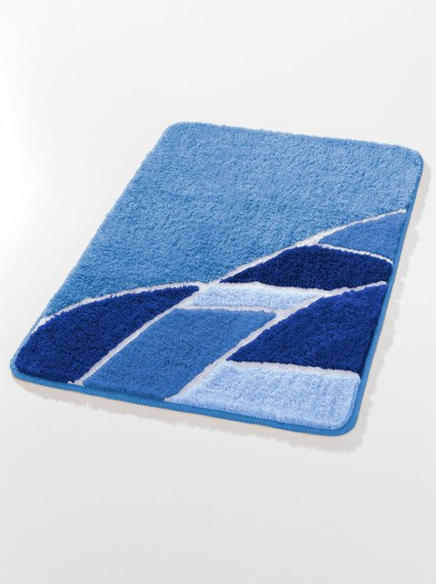 Rutschhemmender Badeteppich Hagemann in Blau mit Grafikmuster aus 100% Polyacryl - Bild 1