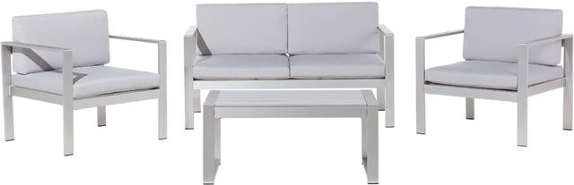 Beliani Sitzgruppe in Grau aus Aluminium und Polyester mit B/T/H: 142 x 70 x 80 cm - Bild 1