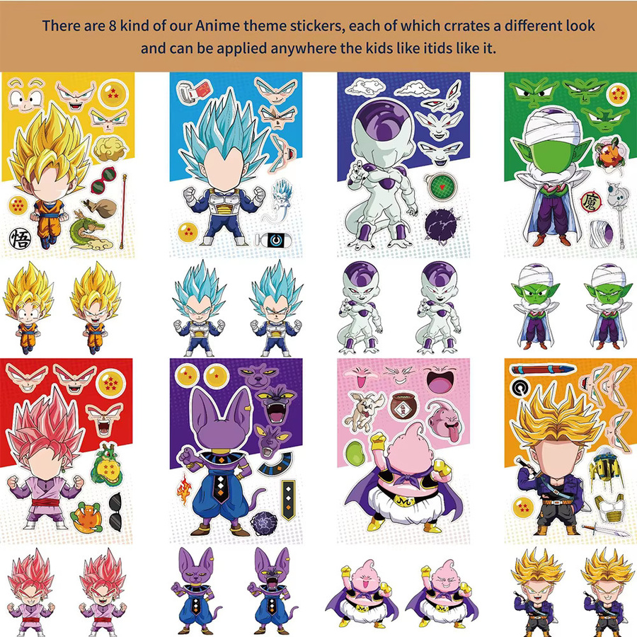 Bandai Dragon Ball Son Goku Gesichtszusammenbau Puzzle-Sticker, bunt - Bild 2