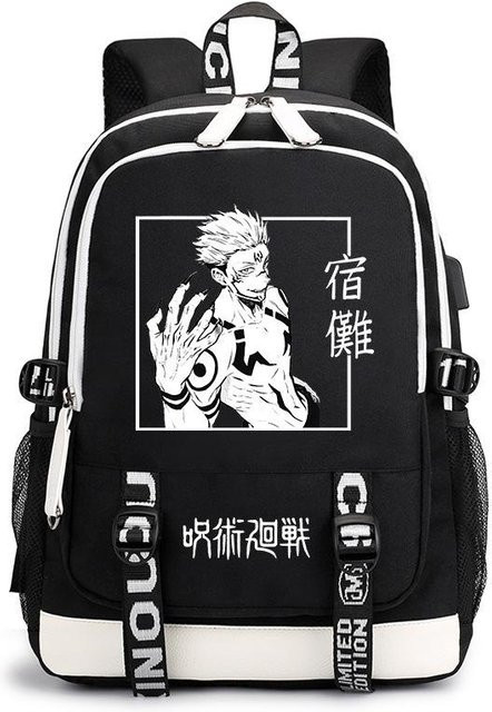 3-teiliges Schulrucksack-Set für Schüler in Schwarz aus Oxford-Stoff mit Federmäppchen und Schultergurt - Bild 1