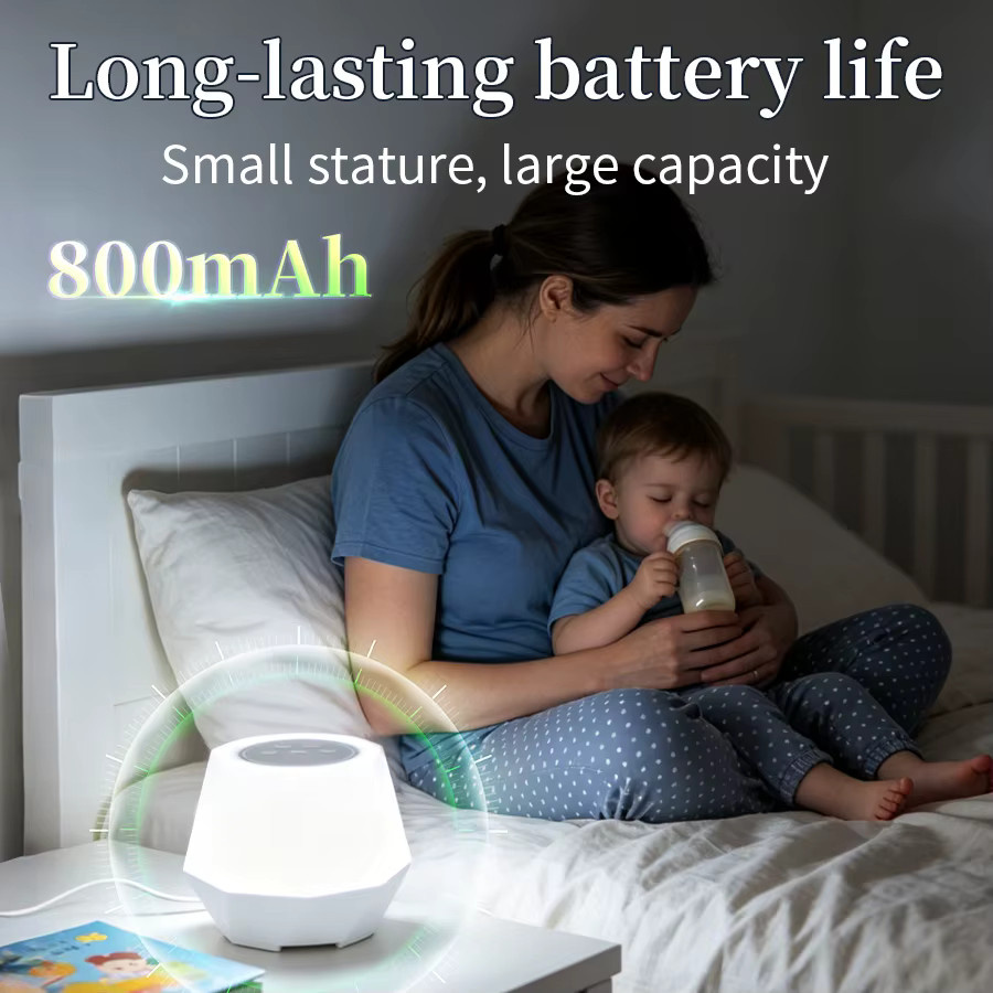 GGBEE Baby Nachtlicht mit Weißes-Rauschen-Funktion, 7 Farben und 10 Naturgeräuschen, wiederaufladbare Schlafhilfe für das Kinderzimmer - Bild 3
