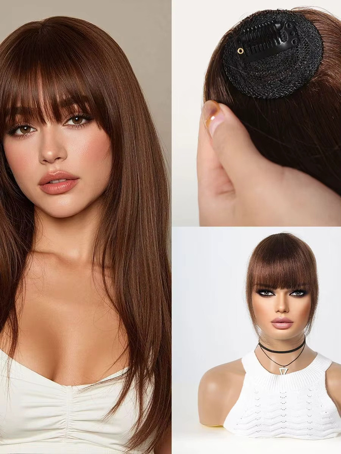 HAIRCUBE Pony-Clip, braunes Remy-Echthaar, Damen - Bild 6