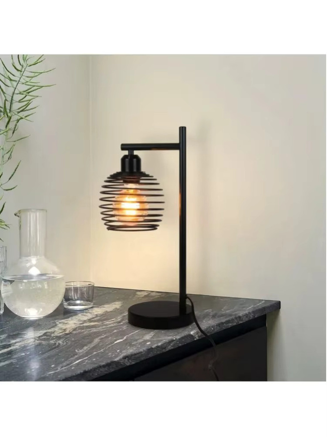Vintage Tischlampe in Schwarz aus Metall im Industrial Design mit E27 Fassung für Schlafzimmer, Wohnzimmer oder Büro, max. 60W - Bild 5