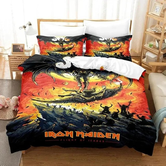 Bettwäscheset Iron Heavy Metal Maidens von Binchi Outdoor Product in Multicolour, bestehend aus Bettbezug und Kissenbezug, B/H: 140 x 210 cm - Bild 1