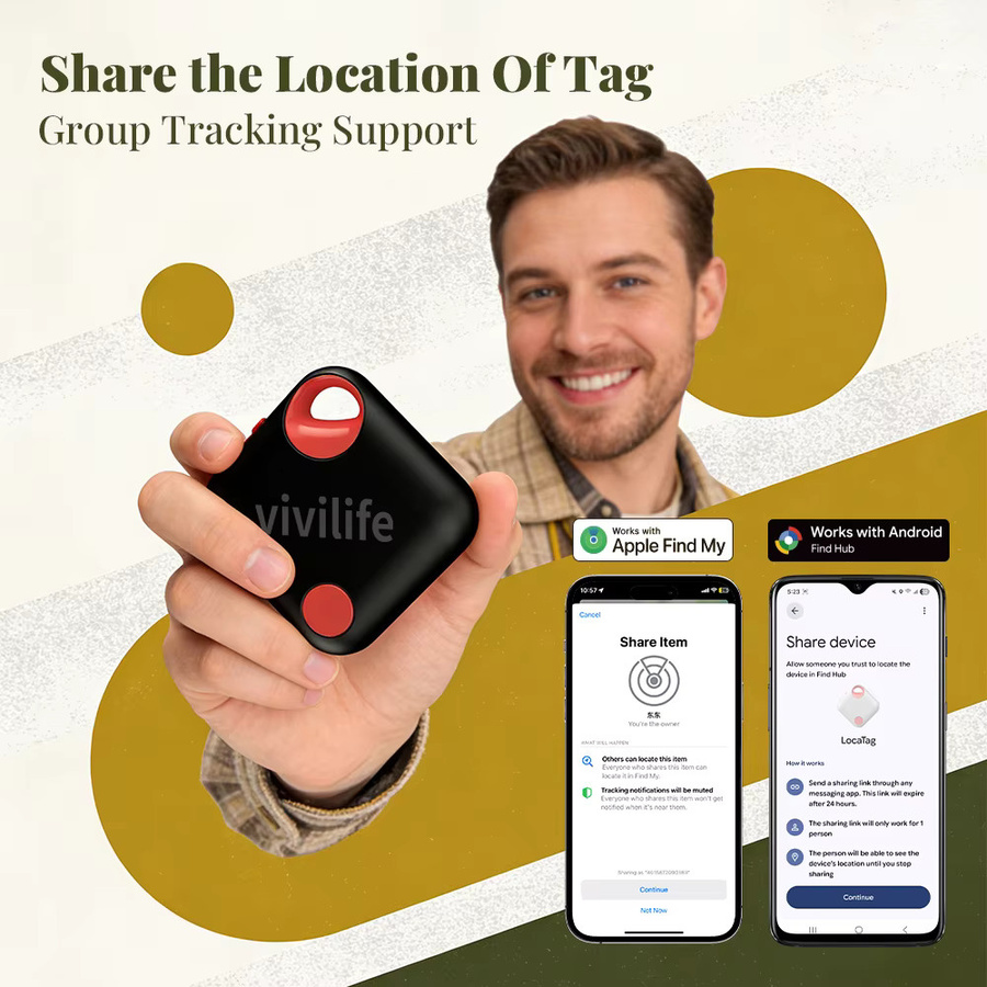 RSH Smart-Tracker Schwarz Wiederaufladbarer Schlüssel- und Geldbörsenfinder kompatibel mit Find My für iOS und Android - Bild 2