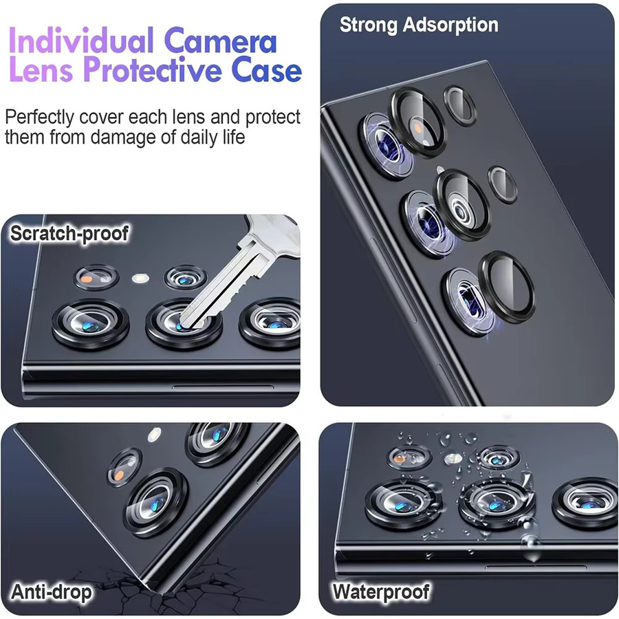 Kamera-Objektivschutz aus Metall und Glas für Samsung Galaxy S26 Ultra, S25 Ultra, S24, S23 Plus und S22 in Silber - Bild 3